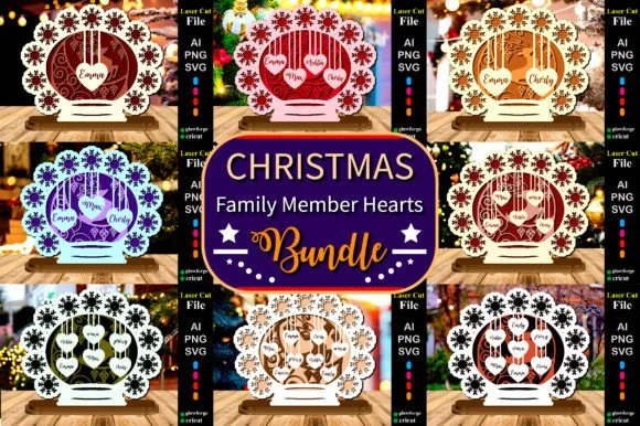 10 Styles Christmas Family Member Heart