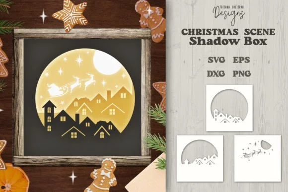 Christmas Town Shadow Box 3 SVG Layers
