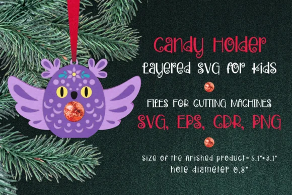 Eagle Owl Christmas Candy Holder SVG