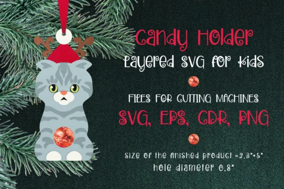 Scottish Fold Cat Christmas Ornament Tem