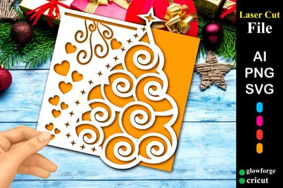 Cute Christmas Tree Papercut Card
