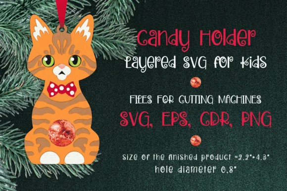 Ginger Tabby Cat Christmas Candy Holder
