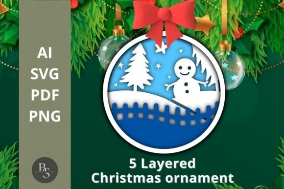 3D Layered Christmas Ornament SVG