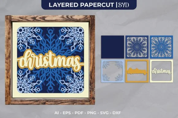 Christmas Snowflake 3D Shadow Box SVG