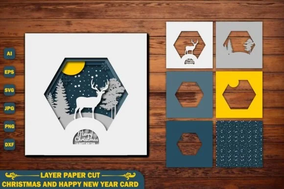 Layer Paper Cut Christmas Card