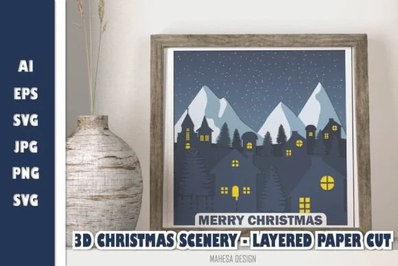 3D Christmas Scenery - Layered Paper Cut