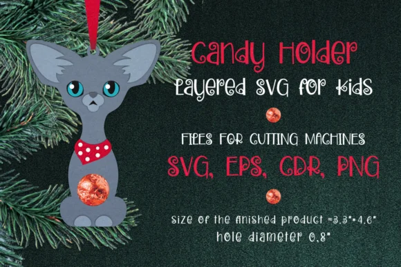 Oriental Cat Christmas Ornament Template