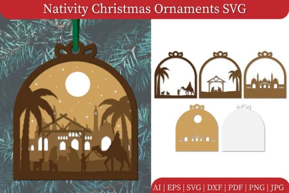 Nativity Christmas Ornaments SVG Layered