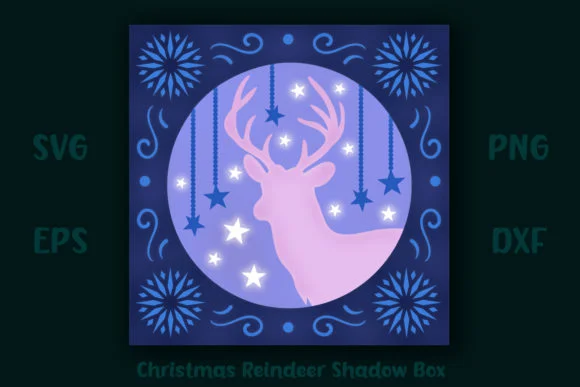 Christmas Reindeer Shadow Box - 4 SVG S