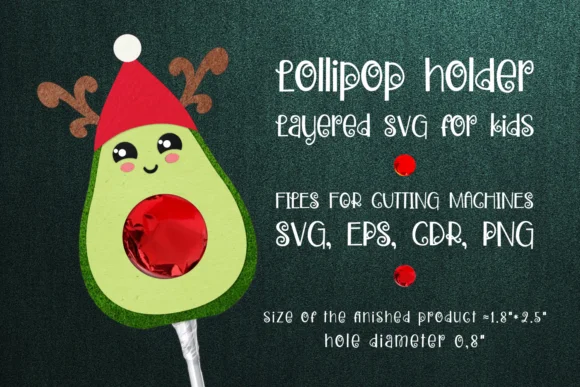 Avocado Christmas Lollipop Holder Svg