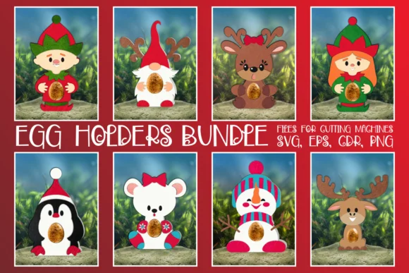 Christmas Egg Holders Bundle SVG