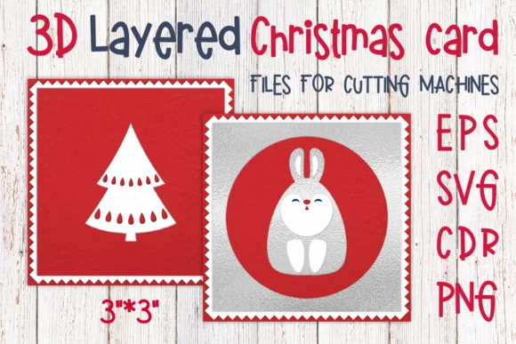 3D Layered Christmas Card with Rabbit