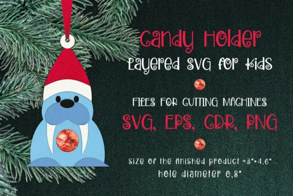 Walrus Christmas Ornament Candy Holder T
