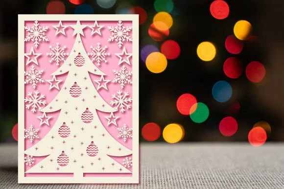 Merry Christmas Card Papercut Svg