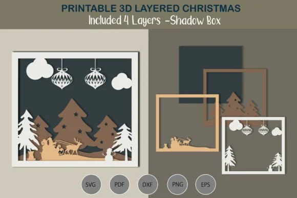 Christmas Tree with Ornaments 3D Layered