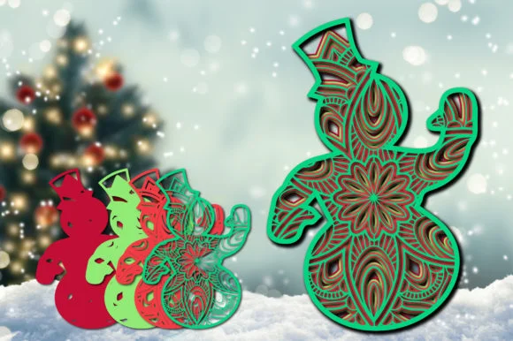 3D Layered Christmas Snowman File