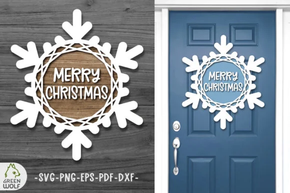 Snowflake Svg Christmas Door Sign Design