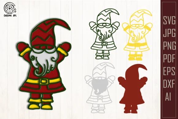 3D Christmas Gnome SVG