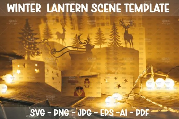 3D Christmas Scene Paper Cut SVG