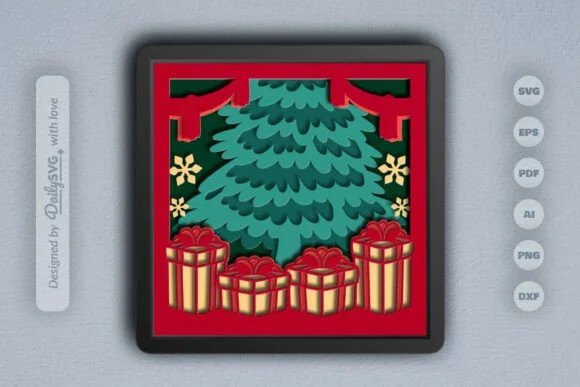 Christmas Tree Full Gifts Layered SVG