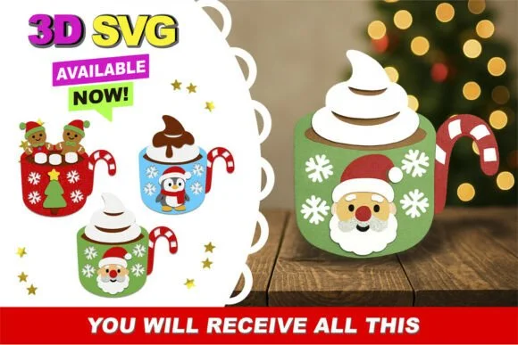 Christmas Mug 3D SVG