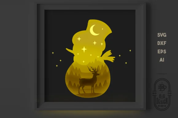 3D Christmas Shadow Box | 3D Snowman