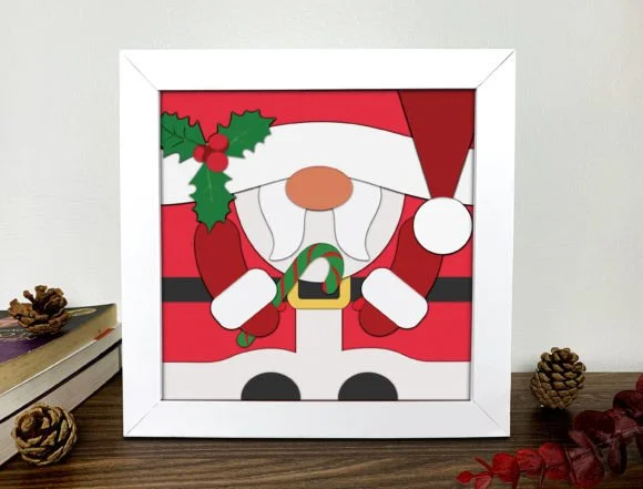 3D Santa Christmas Shadow Box Svg