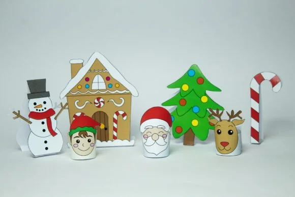 Christmas Village Paper Toy Set