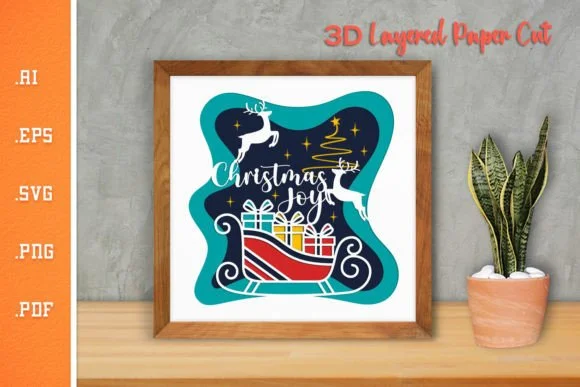 Christmas Joy - 3D Paper Cut SVG 5