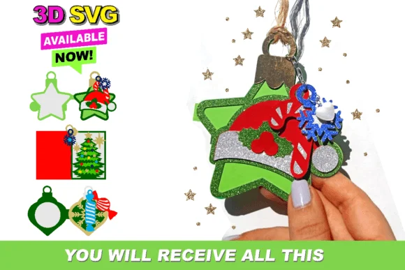 Ornament Christmas Card 3D SVG