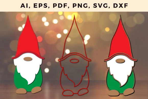 Multi Layer Christmas Gnome Cut SVG