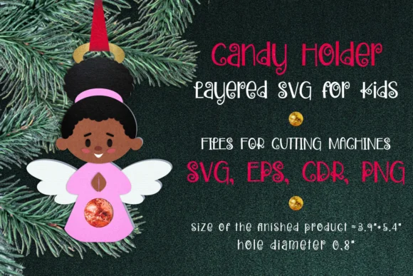 Black Girl Angel Christmas Candy Holder
