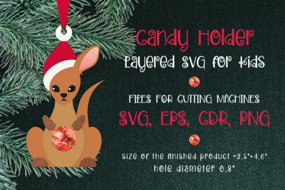 Kangaroo Christmas Ornament Candy Holder