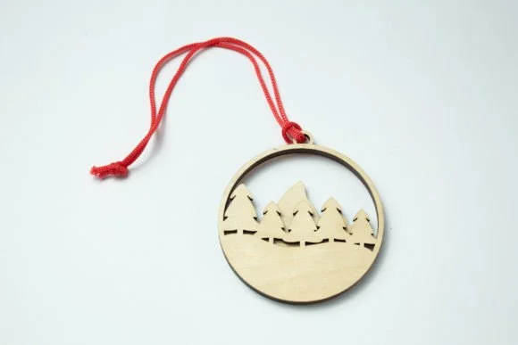 Layered Christmas Bauble - Mountains and Spruce Trees