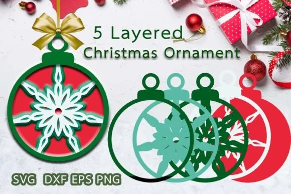 3D SVG Christmas Ornament V4