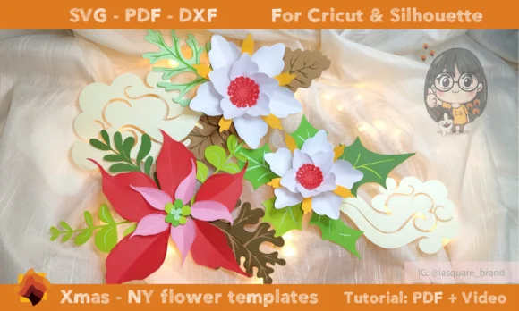 Christmas Poinsettia Peony Templates