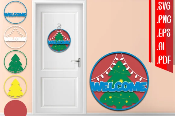 Christmas Layered Door Sign 2 Svg Eps