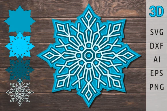 3d Snowflake Svg Christmas Ornament Svg