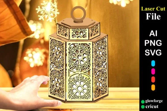 Wooden Christmas Lampshade Lantern SVG