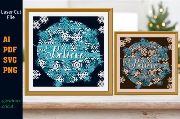 Believe 3D Christmas Svg