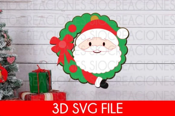 Christmas Garland Santa Claus 3D SVG