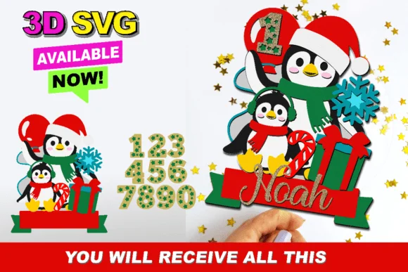 Cute Baby Penguin Christmas Cake Topper