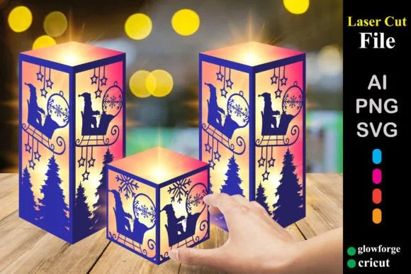 Christmas Santa Paper Cut Lantern SVG