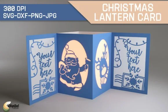 Christmas Lantern Card. Paper Cut Design
