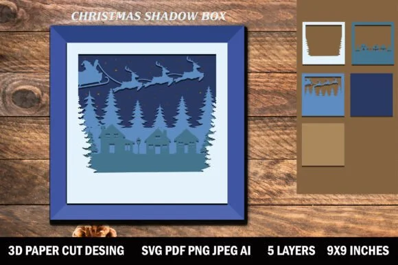 Merry Christmas Paper Cut Shadow Box