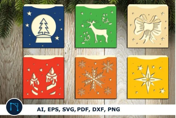 Paper Cut Christmas Envelope SVG Bundle