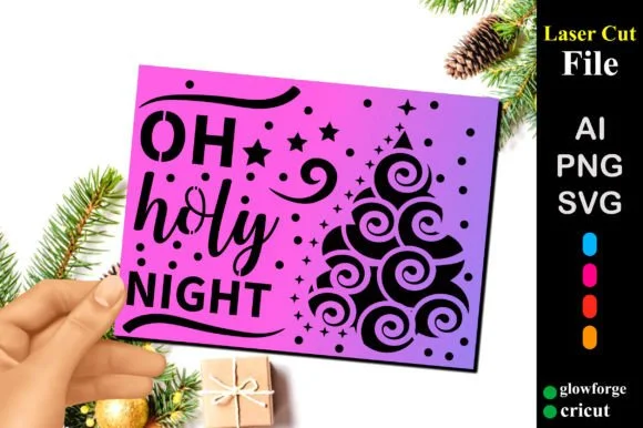 Oh Holy Night Christmas Card SVG