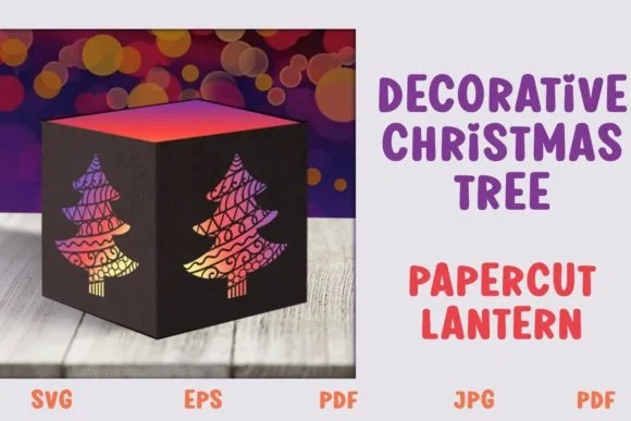 Decorative Christmas Tree Lantern SVG