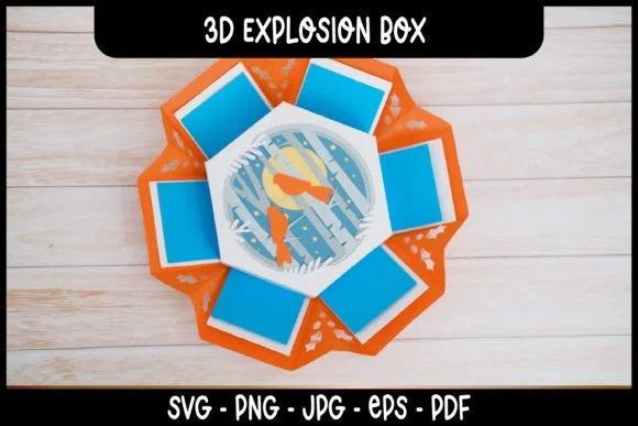 Explosion Box Template SVG,Christmas Box