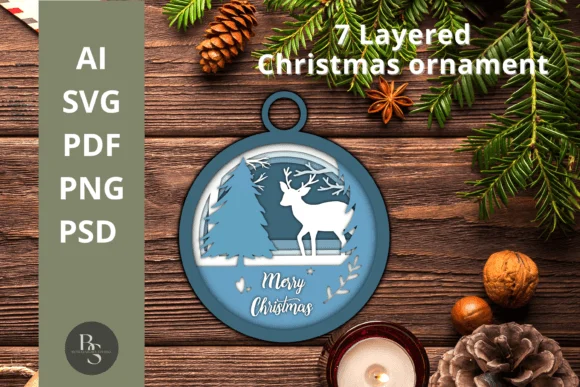 3D Layered Christmas Ornament SVG